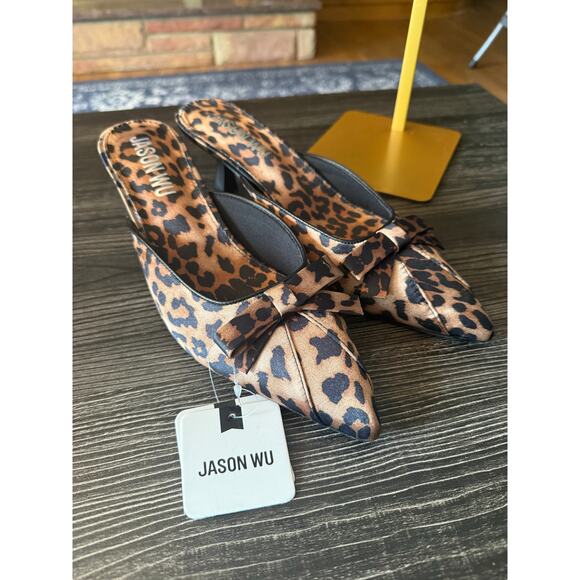 Jason Wu Shoes - NWT Jason Wu Leopard Print Mini Bow Mules Sz. 9